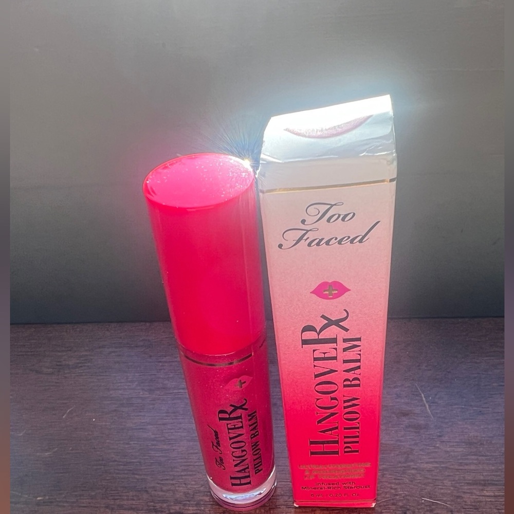 Too Faced Hangover Pillow Balm lip treatment. Pink mint NIB